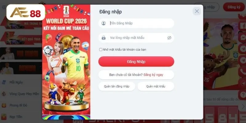 Lấy lại mật khẩu AE88 dựa vào tính năng quên mật khẩu