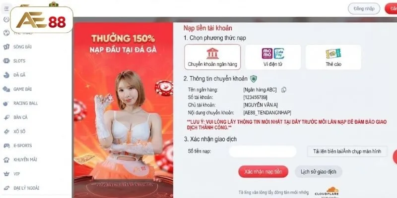 Nạp tiền nhà cái dễ dàng